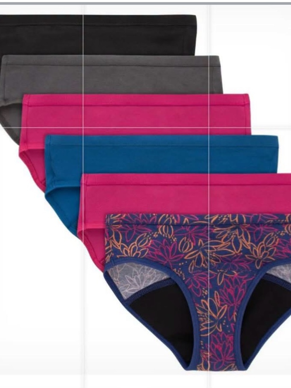 Hanes Girls' Period
Underwear Hipsters 6 pack moderate protection size 16 new